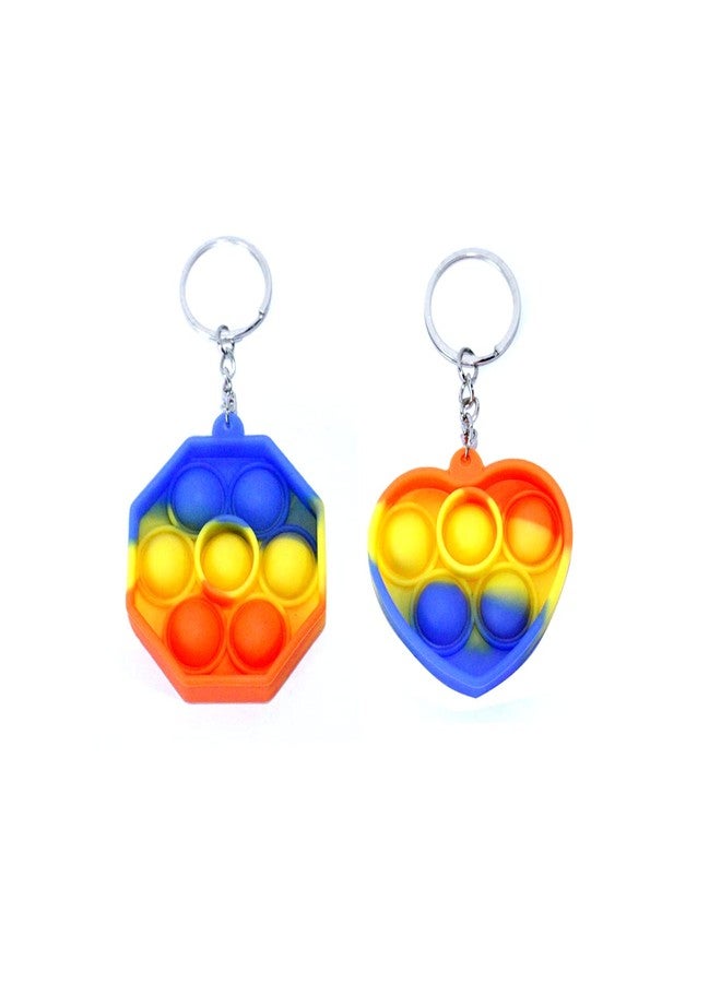 AASA Small Push Pop Bubble Toy Key Chains for Kids and Adults Multicolor Set of 2Pcs - Image 1